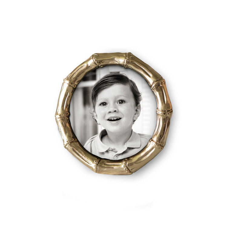 Beatriz Ball Picture Frames Beatriz Ball GIFTABLES Sierra Modern Bamboo 5 x 5 Round Frame (Gold)