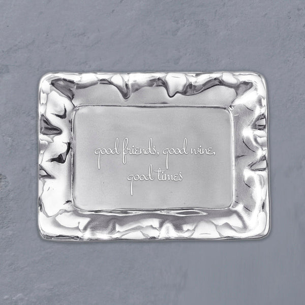 Beatriz Ball Giftware Beatriz Ball GIFTABLES Vento Rectangular Engraved Tray "good friends, good wine, good times"