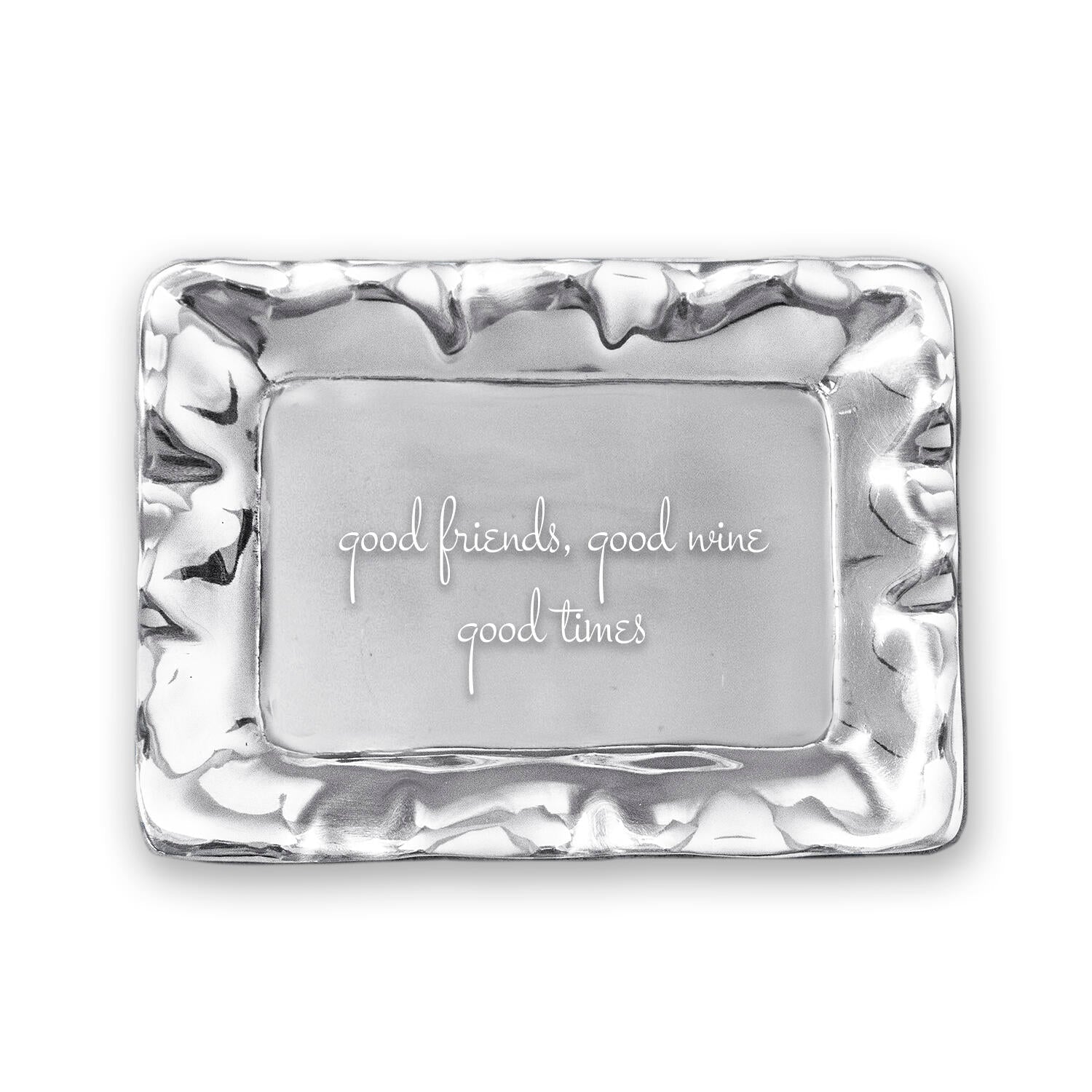 Beatriz Ball Giftware Beatriz Ball GIFTABLES Vento Rectangular Engraved Tray "good friends, good wine, good times"