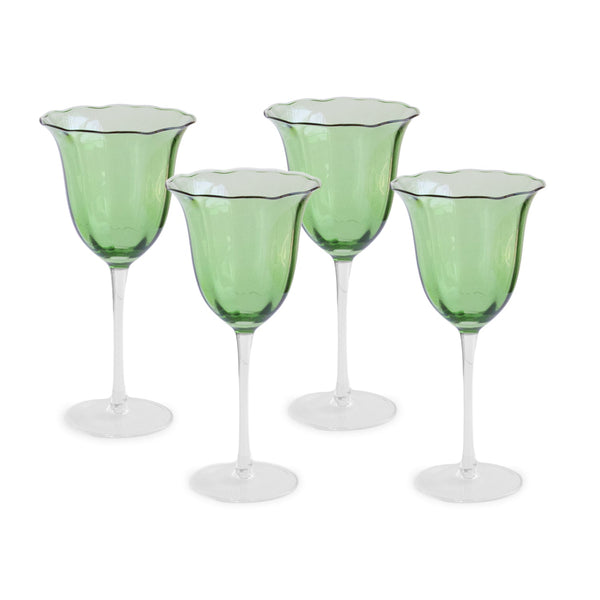 Beatriz Ball Giftware Beatriz Ball GLASS Blossom Wine Glass Set of 4 (Green)