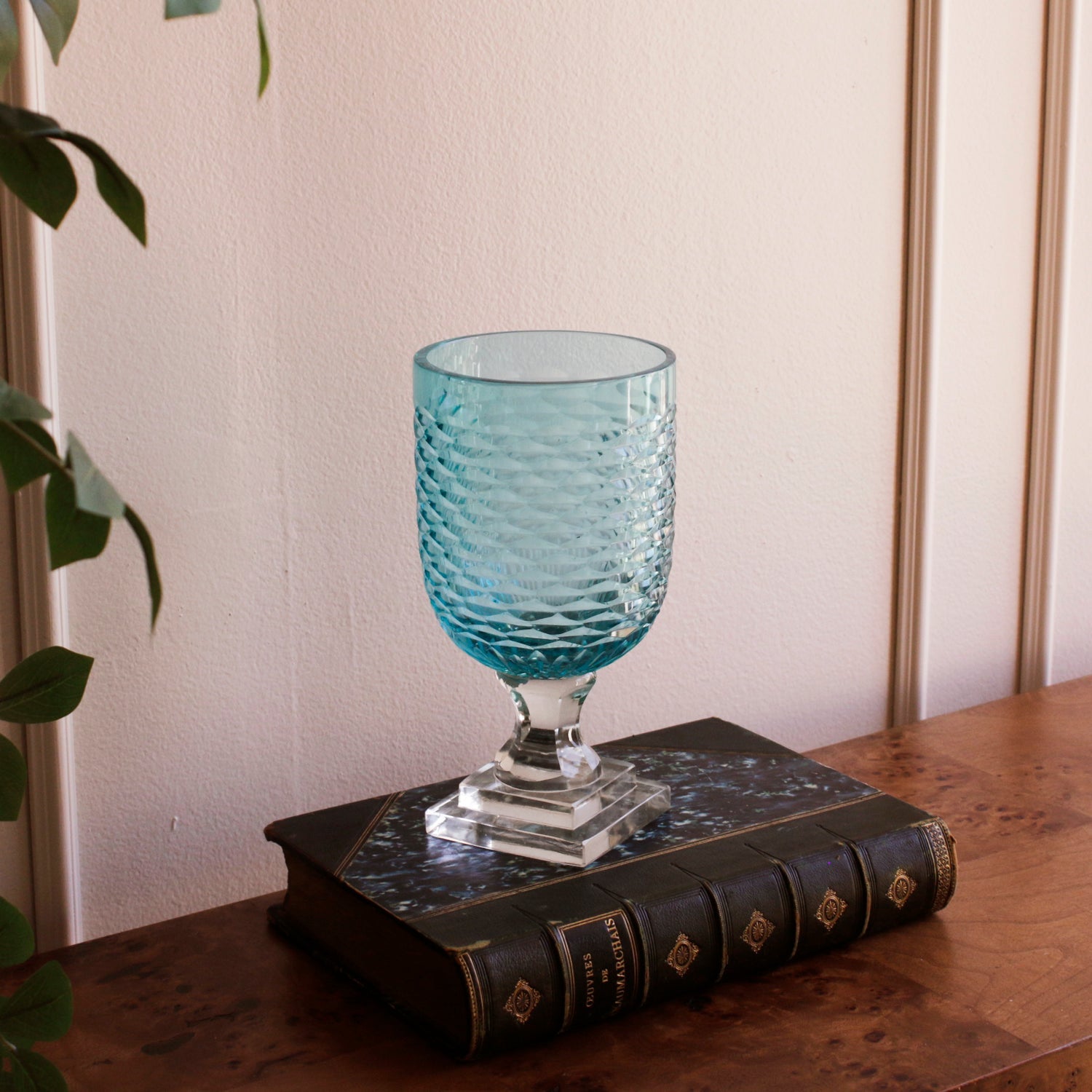 Beatriz Ball Home Decor Beatriz Ball GLASS Eclat Small Hurricane Pale Blue & Clear