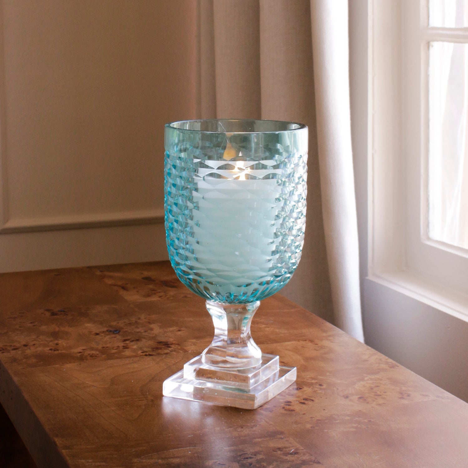 Beatriz Ball Home Decor Beatriz Ball GLASS Eclat Small Hurricane Pale Blue & Clear
