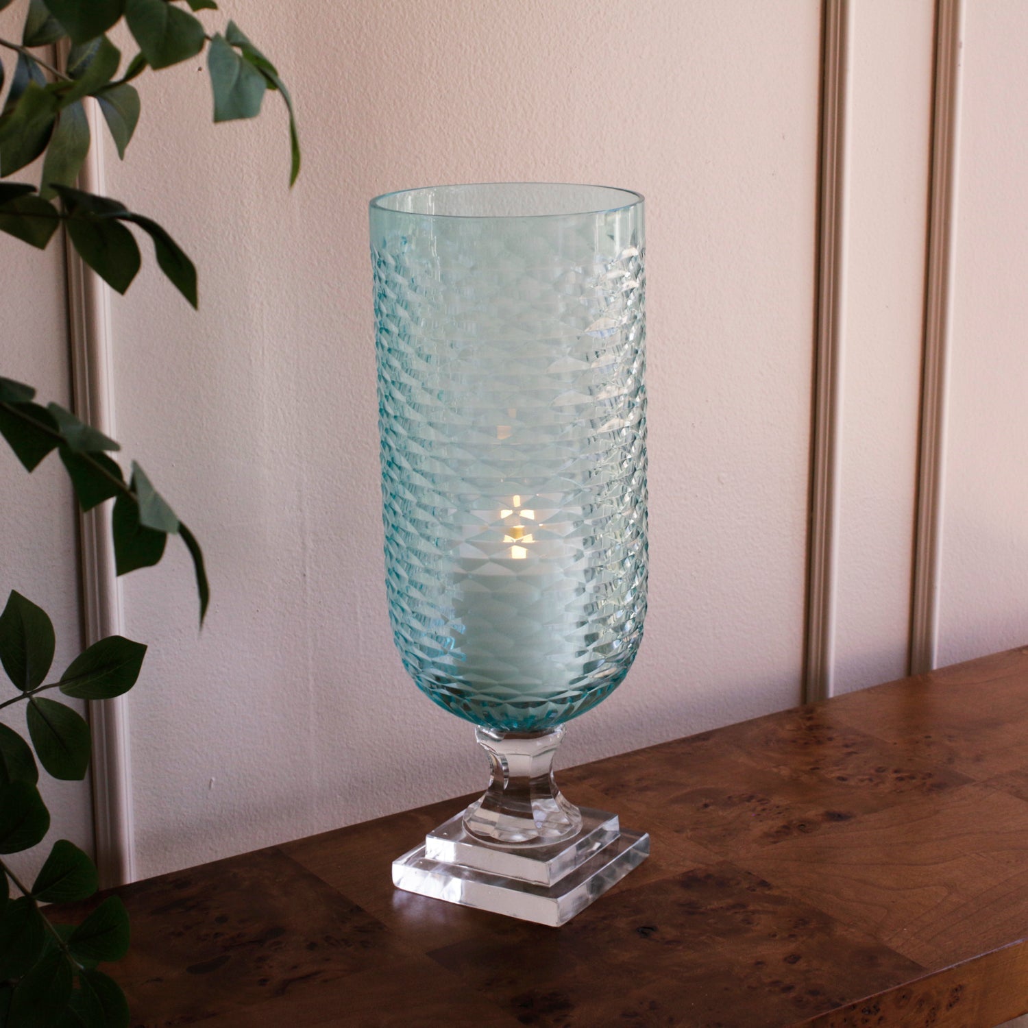 Beatriz Ball Home Decor Beatriz Ball GLASS Eclat Tall Hurricane Pale Blue & Clear