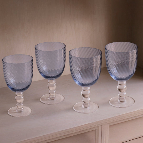 Beatriz Ball Serveware Beatriz Ball GLASS French Swirl All Purpose Set of 4 (Blue)