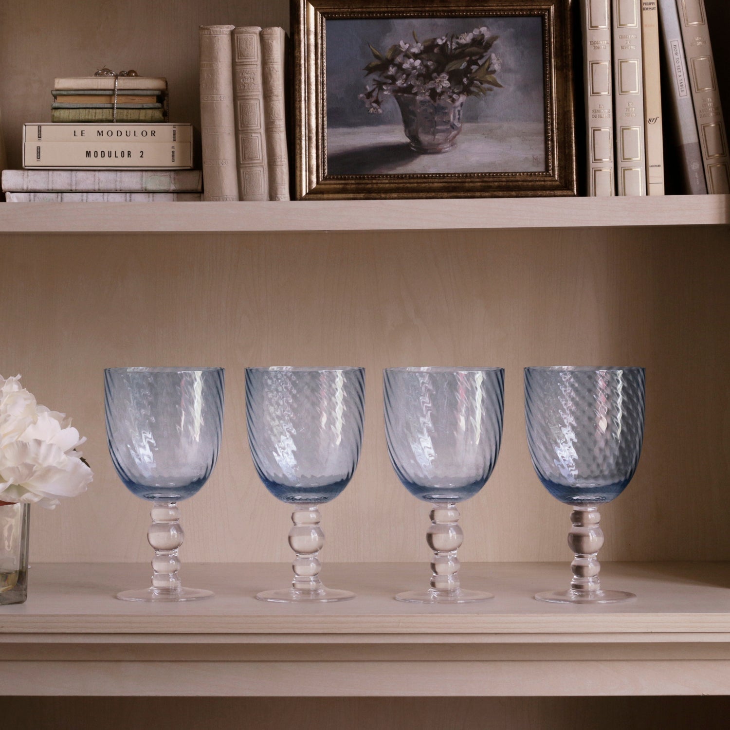 Beatriz Ball Serveware Beatriz Ball GLASS French Swirl All Purpose Set of 4 (Blue)