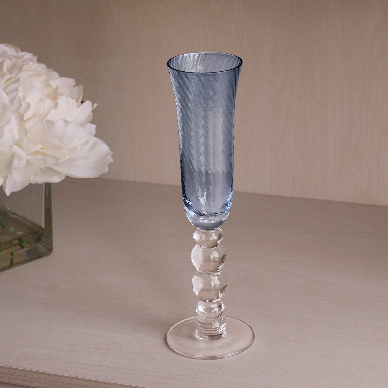 Beatriz Ball Serveware Beatriz Ball GLASS French Swirl Champagne Flute Set of 4 (Blue)