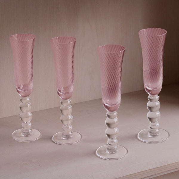 Beatriz Ball Serveware Beatriz Ball GLASS French Swirl Champagne Flute Set of 4 (Pink)