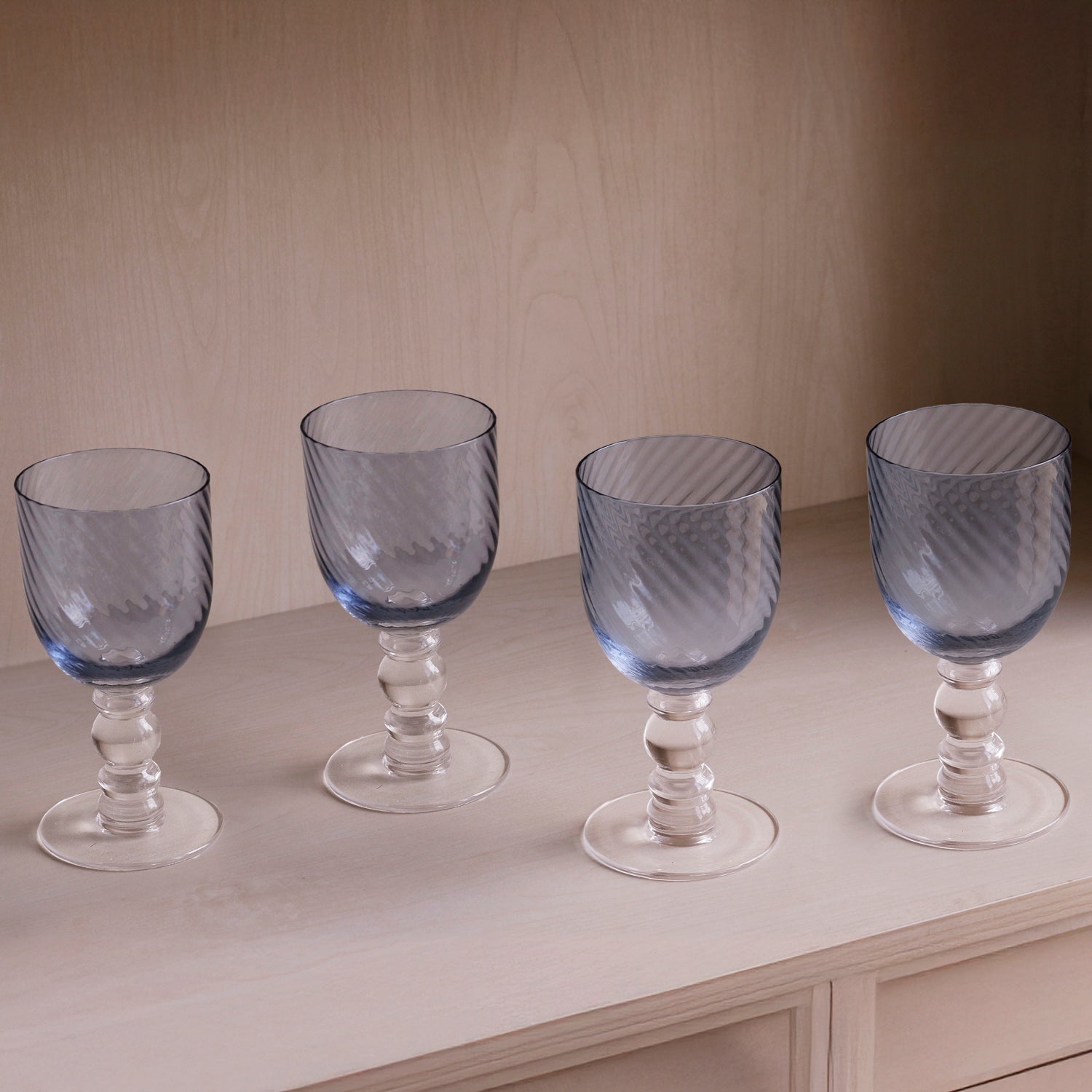 Beatriz Ball Serveware Beatriz Ball GLASS French Swirl Wine Set of 4 (Blue)