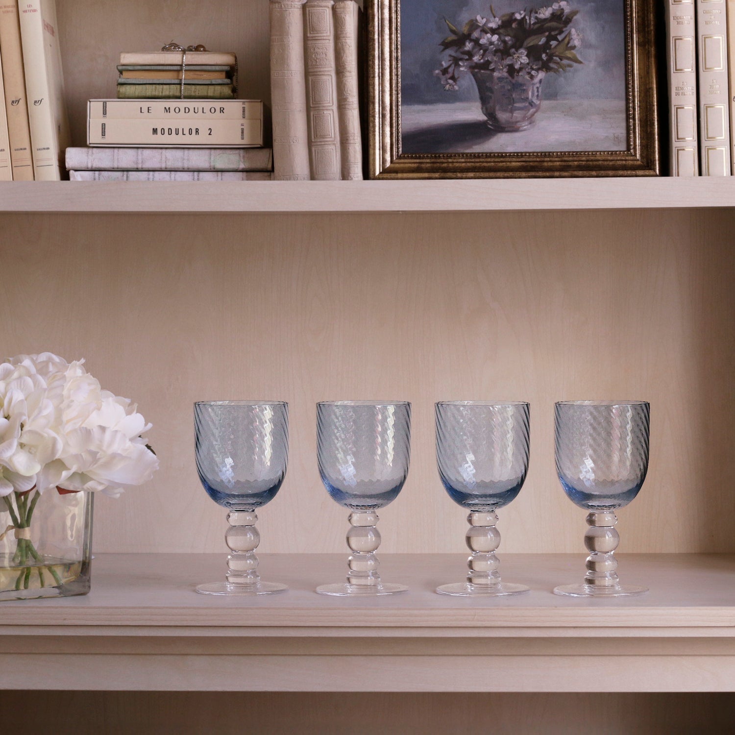 Beatriz Ball Serveware Beatriz Ball GLASS French Swirl Wine Set of 4 (Blue)