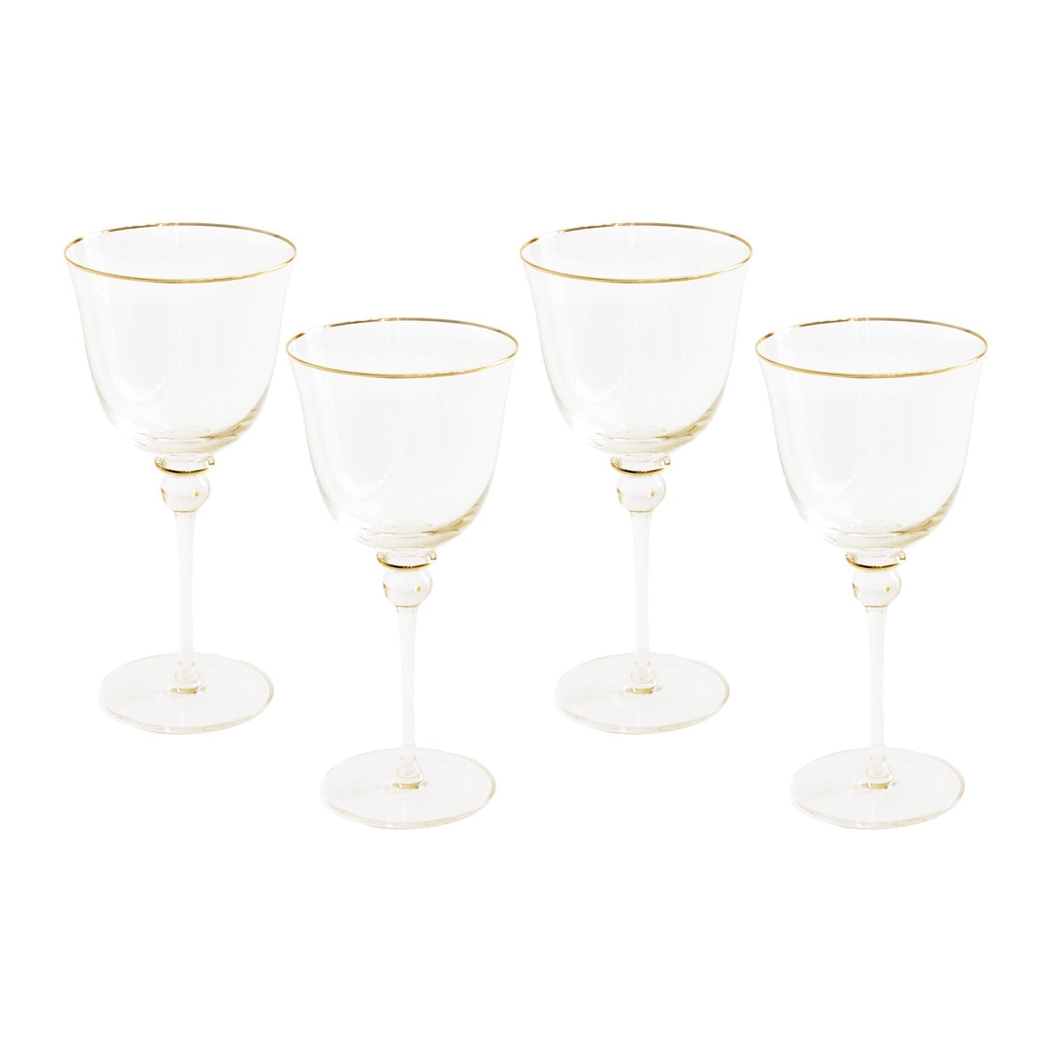 Beatriz Ball Giftware Beatriz Ball GLASS Lucette All Purpose Glass with Gold Rim Set of 4 (Clear and Gold)