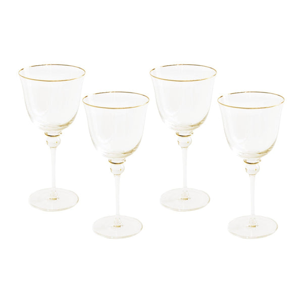 Beatriz Ball Giftware Beatriz Ball GLASS Lucette All Purpose Glass with Gold Rim Set of 4 (Clear and Gold)