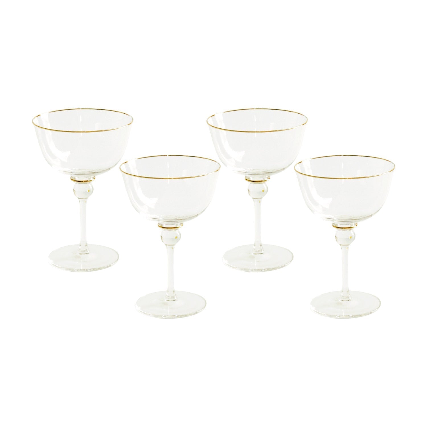 Beatriz Ball Giftware Beatriz Ball GLASS Lucette Coupe with Gold Rim Set of 4 (Clear and Gold)