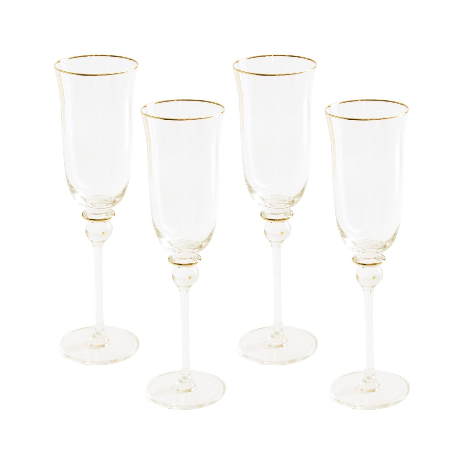 Beatriz Ball Giftware Beatriz Ball GLASS Lucette Flute with Gold Rim Set of 4 (Clear and Gold)