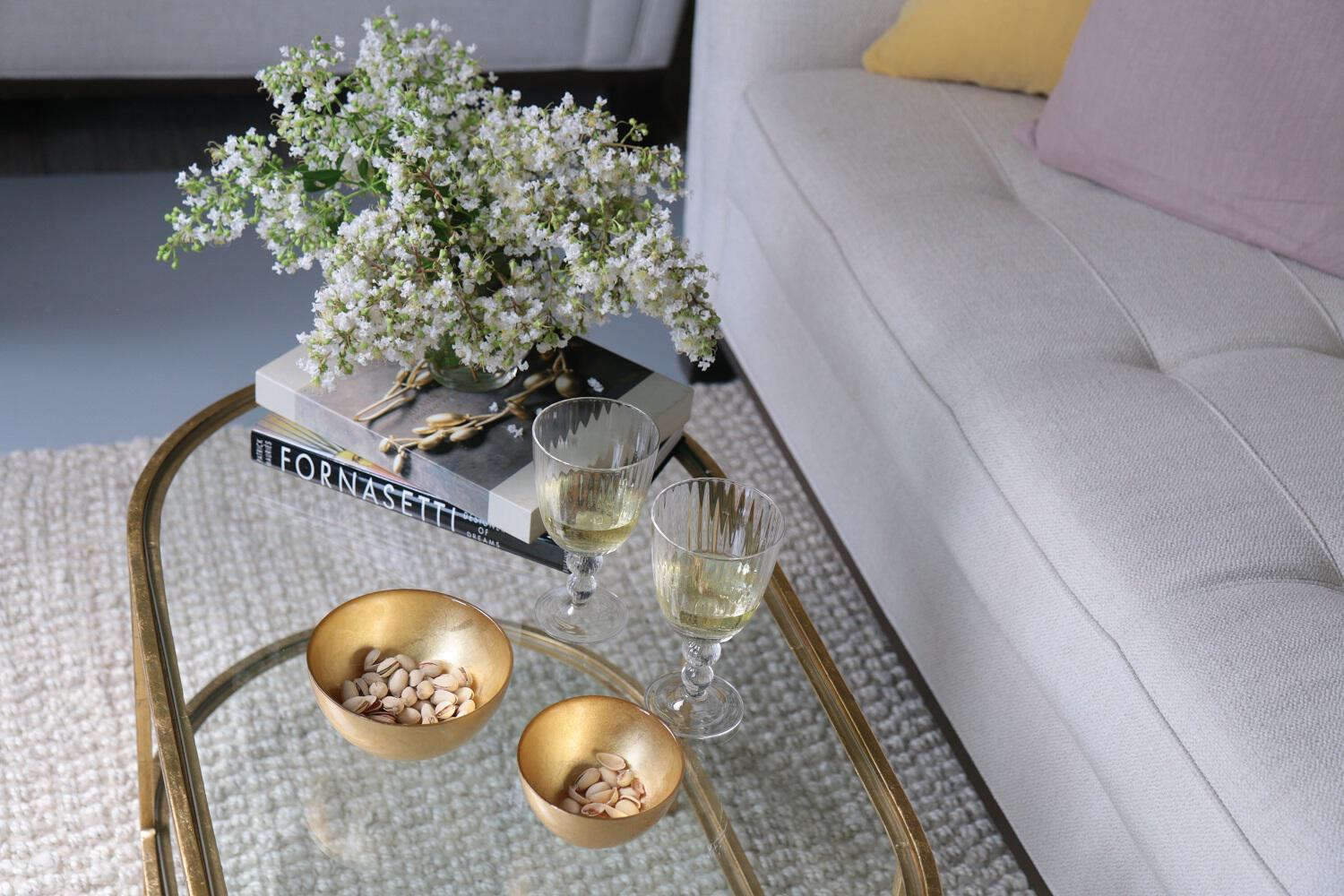 Beatriz Ball Serveware Beatriz Ball GLASS New Orleans Round Foil Leafing Bowl Set of 2 (Gold)