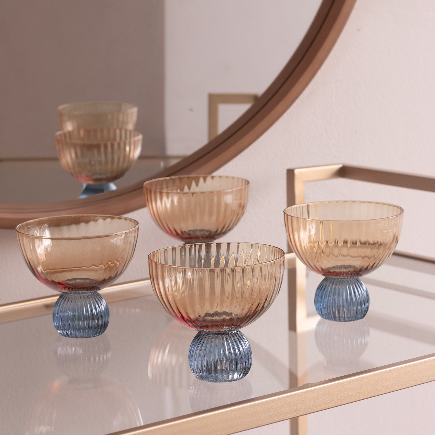 Beatriz Ball Serveware Beatriz Ball GLASS Venice Coupe Set of 4 (Amber and Blue )