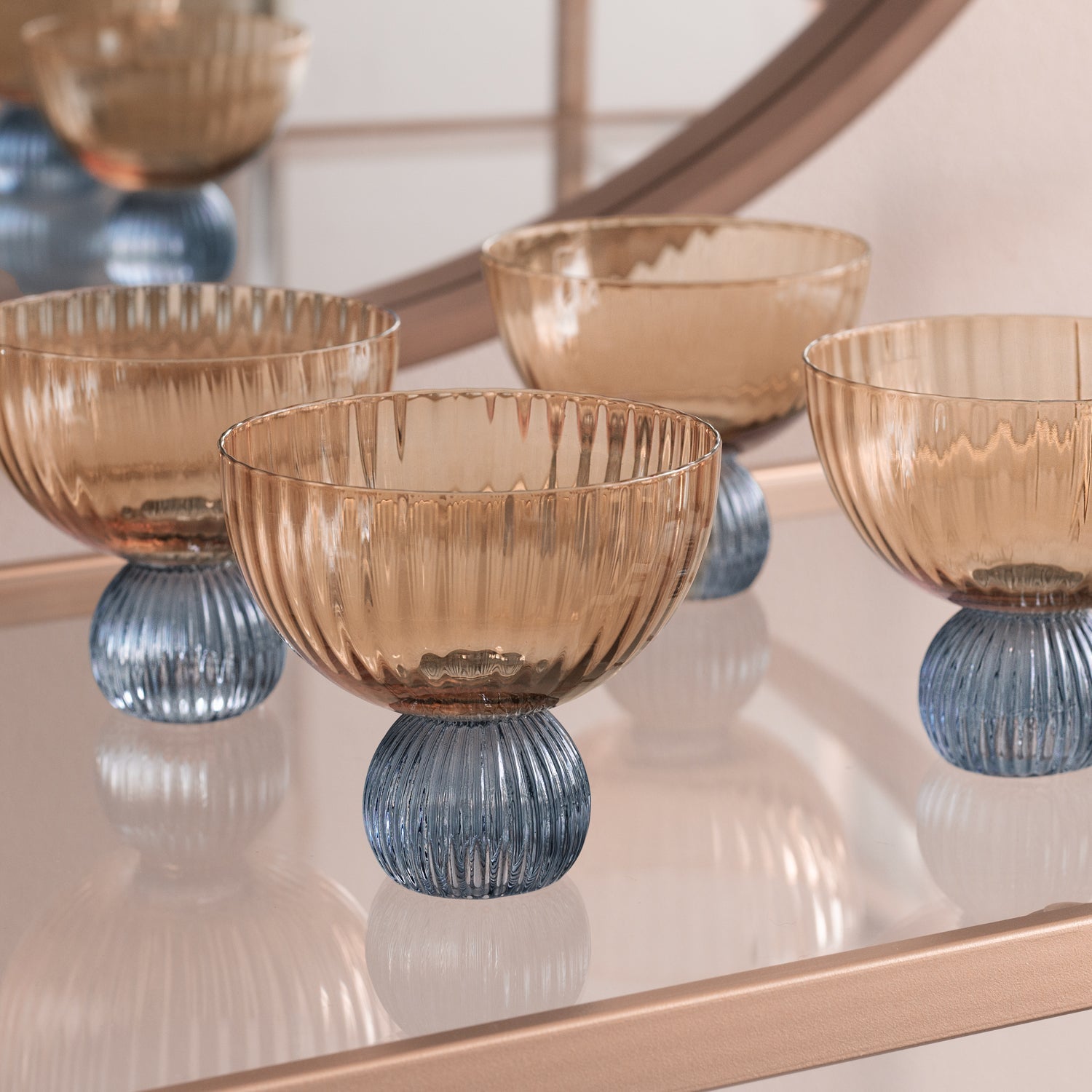 Beatriz Ball Serveware Beatriz Ball GLASS Venice Coupe Set of 4 (Amber and Blue )