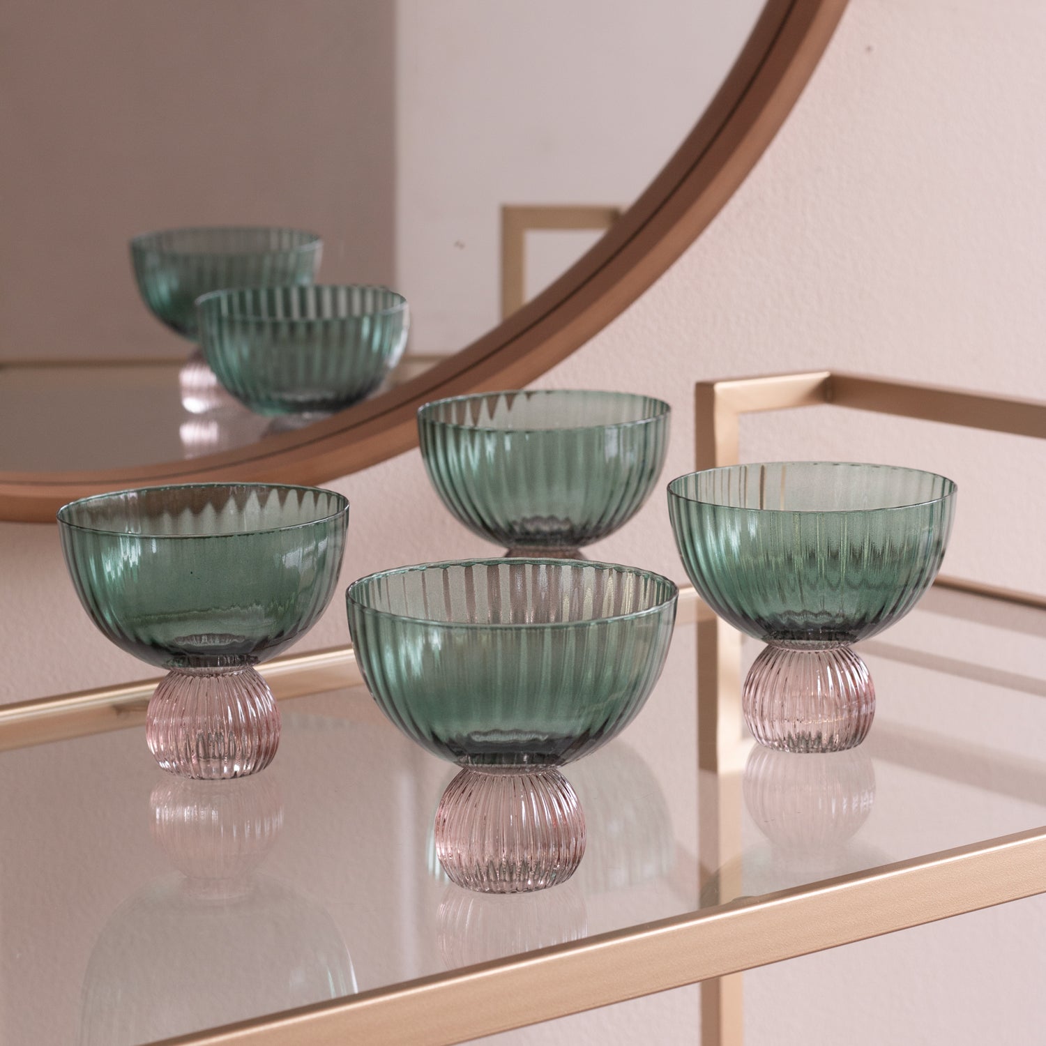 Beatriz Ball Servware Beatriz Ball GLASS Venice Coupe Set of 4 (Green and Lavender)