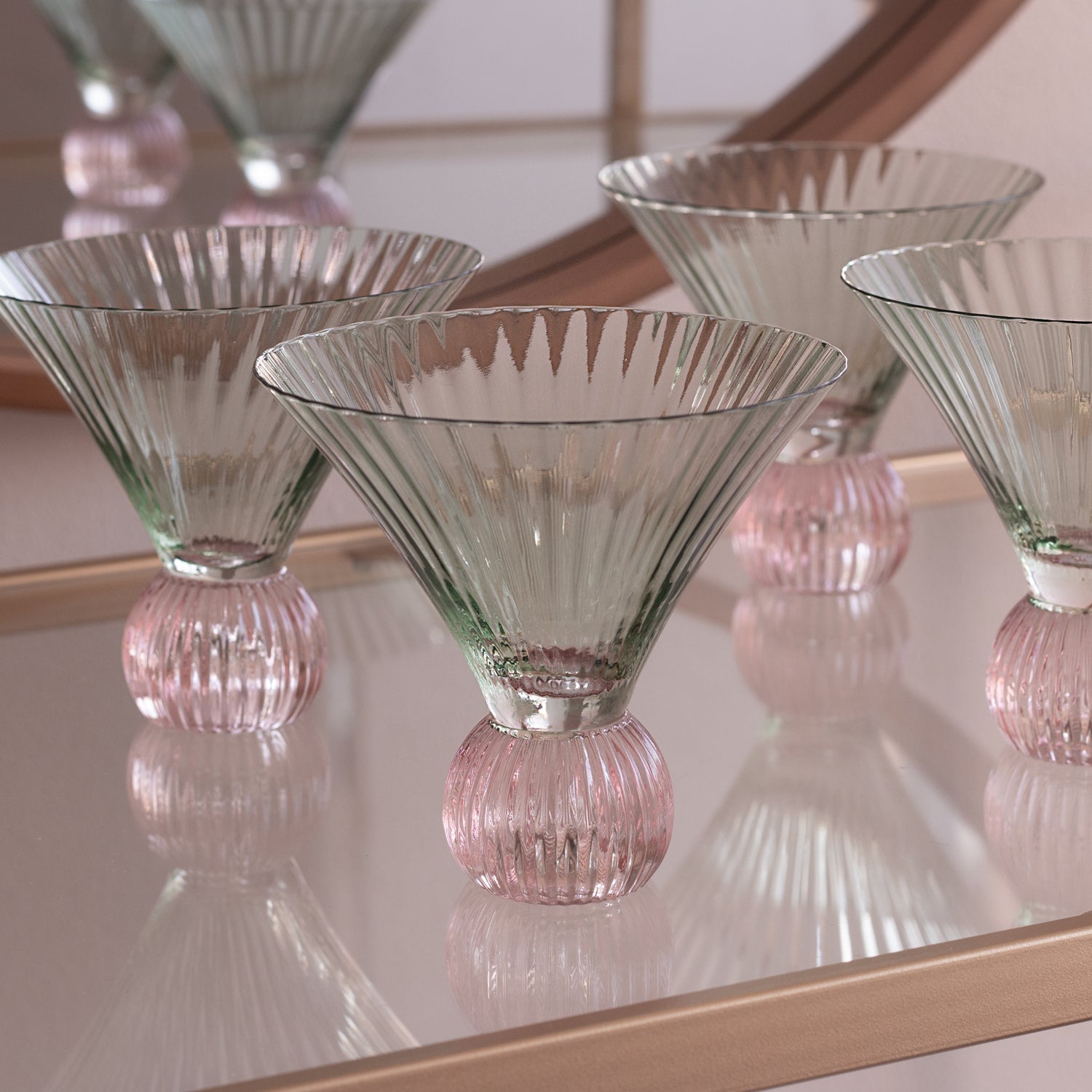 Beatriz Ball Servware Beatriz Ball GLASS Venice Martini Set of 4 (Green and Pink)