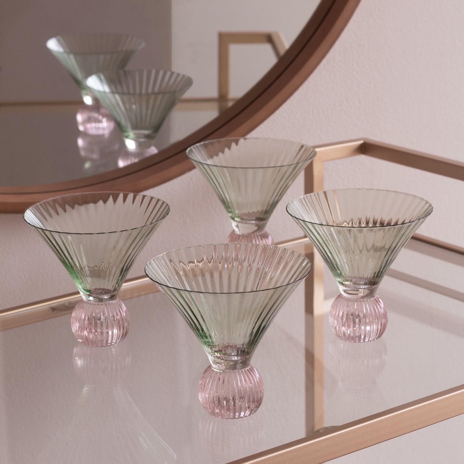 Beatriz Ball Servware Beatriz Ball GLASS Venice Martini Set of 4 (Green and Pink)
