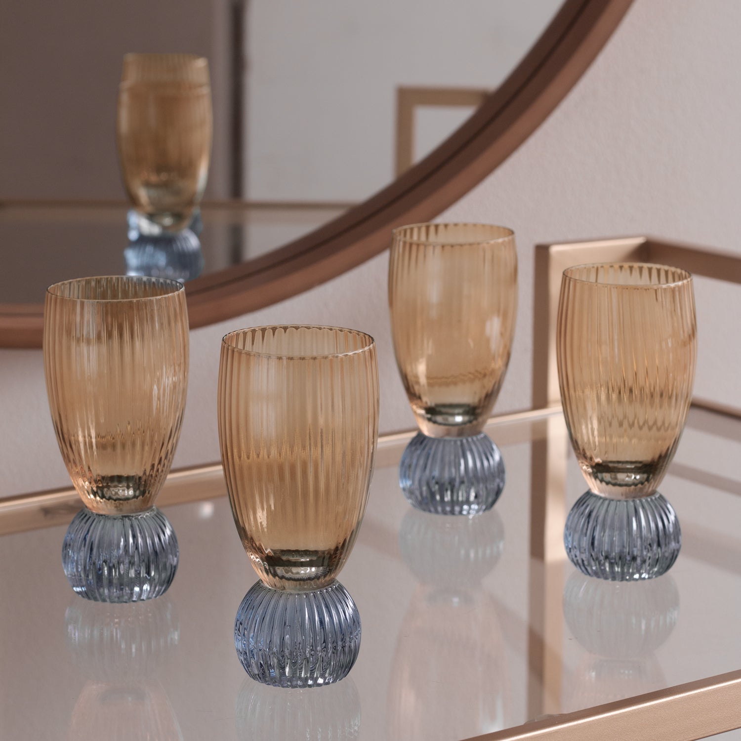 Beatriz Ball Serveware Beatriz Ball GLASS Venice Shot Glass Set of 4 (Amber and Blue )