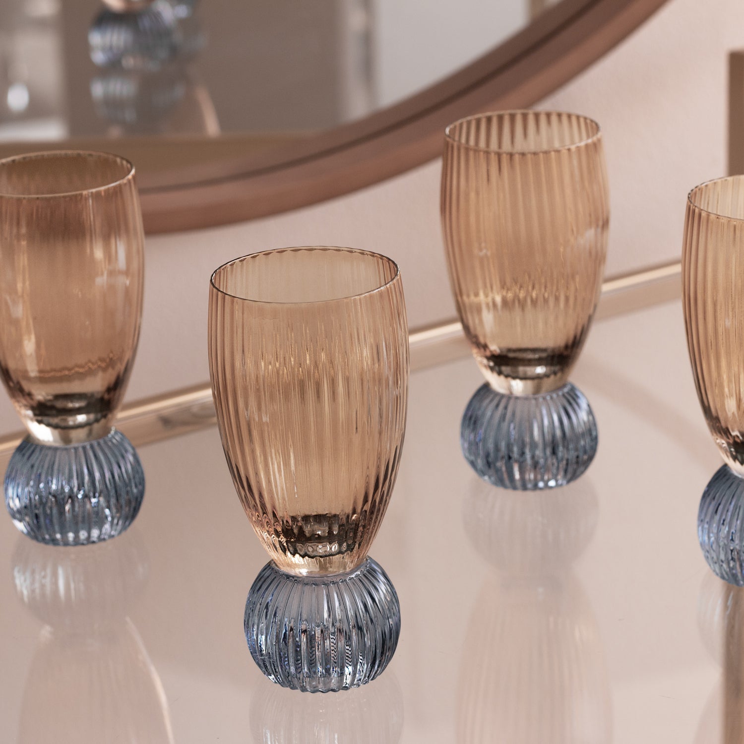 Beatriz Ball Serveware Beatriz Ball GLASS Venice Shot Glass Set of 4 (Amber and Blue )