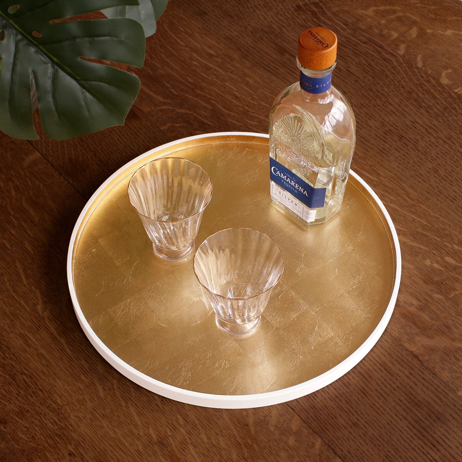 Beatriz Ball Serveware Beatriz Ball INDOCHINE Round Lacquered Tray White and Gold