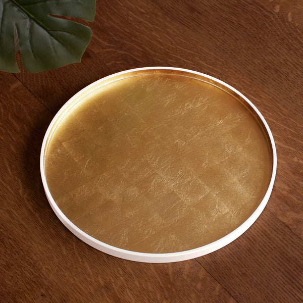 Beatriz Ball Serveware Beatriz Ball INDOCHINE Round Lacquered Tray White and Gold