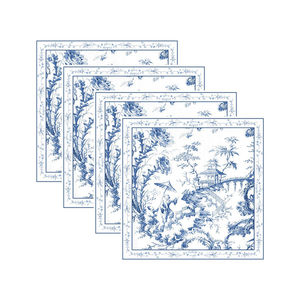 Beatriz Ball Giftware Beatriz Ball LINENS Chinoiserie Napkins 20 x 20 Set of 4 (Blue and White)