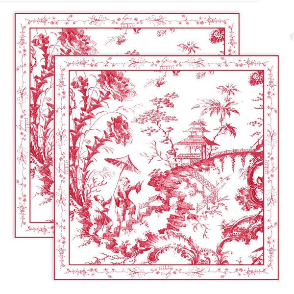 Beatriz Ball Giftware Beatriz Ball LINENS Chinoiserie Napkins 20 x 20 Set of 4 (Red and White)