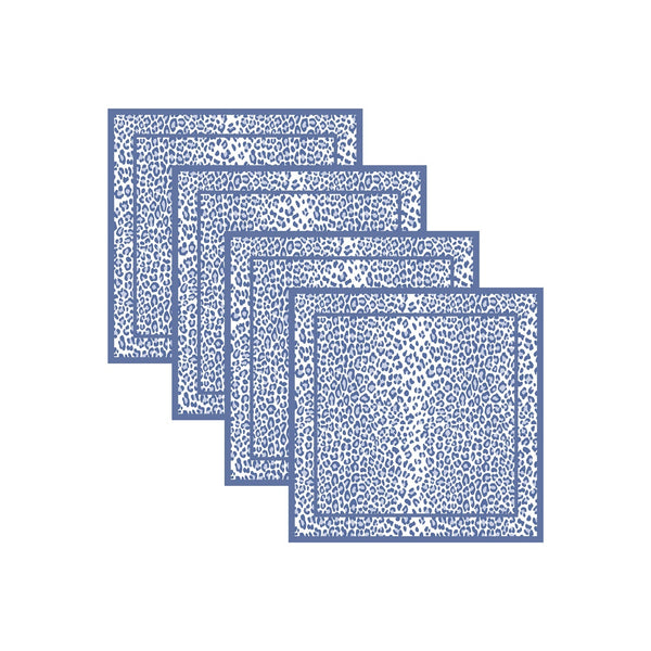 Beatriz Ball Giftware Beatriz Ball LINENS Leopard Napkins 20 x 20 Set of 4 (Blue and White) - PRE-ORDER