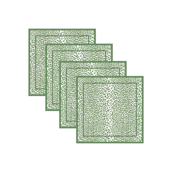 Beatriz Ball Giftware Beatriz Ball LINENS Leopard Napkins 20 x 20 Set of 4 (Green and White)