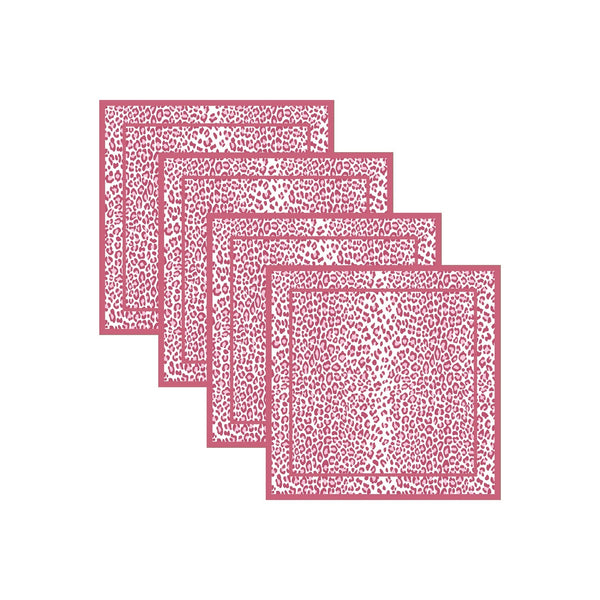 Beatriz Ball Giftware Beatriz Ball LINENS Leopard Napkins 20 x 20 Set of 4 (Pink and White)