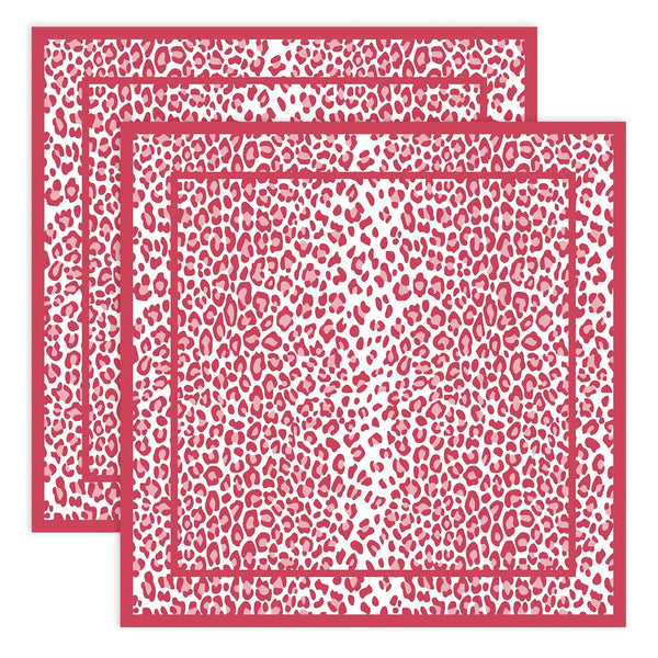 Beatriz Ball Giftware Beatriz Ball LINENS Leopard  Napkins 20 x 20 Set of 4 (Red and White)