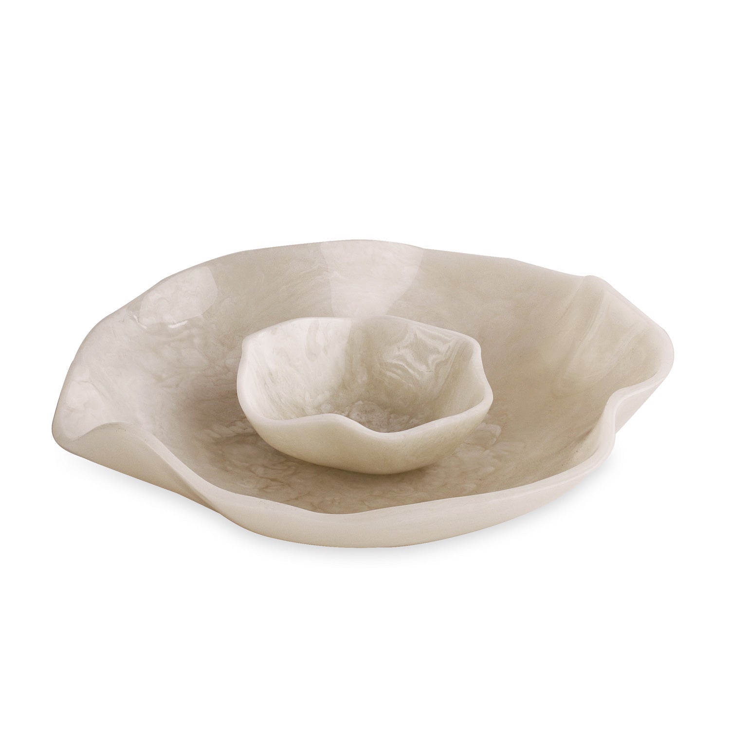 Beatriz Ball Serveware Beatriz Ball RESIN Alabaster Bowl with Dip White Swirl