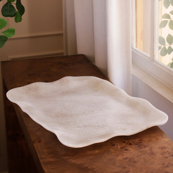Beatriz Ball Serveware Beatriz Ball RESIN Alabaster Extra Large Rectangular Tray White Swirl