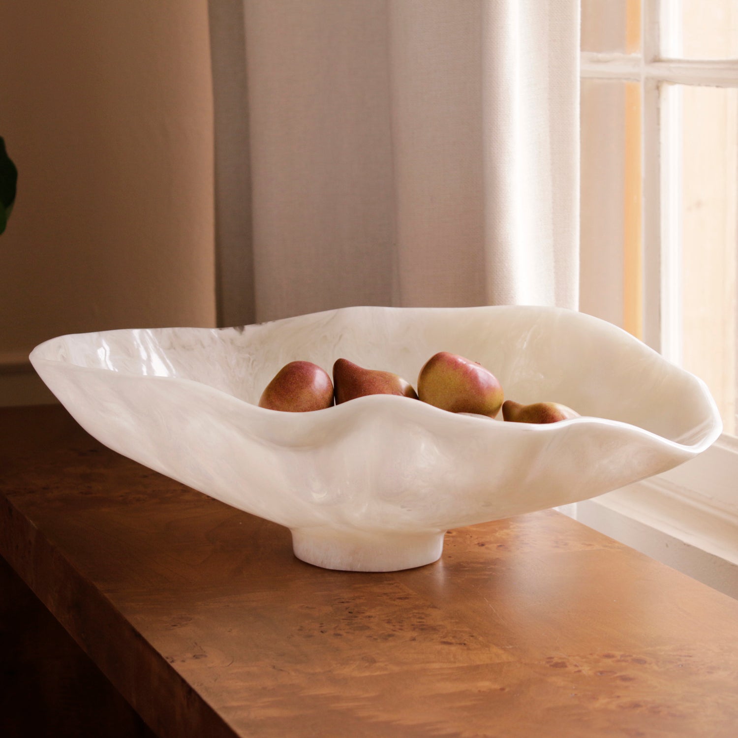 Beatriz Ball Serveware Beatriz Ball RESIN Alabaster Large Oval Bowl White Swirl