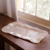 Beatriz Ball Serveware Beatriz Ball RESIN Alabaster Long Rectangle Tray White Swirl