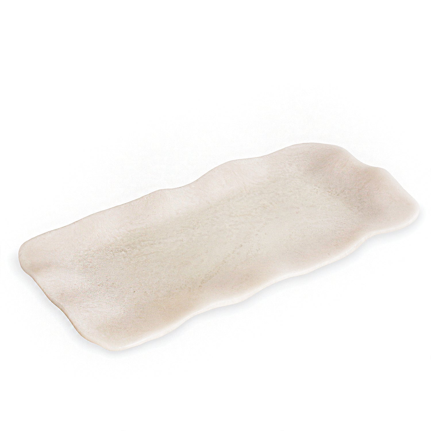 Beatriz Ball Serveware Beatriz Ball RESIN Alabaster Long Rectangle Tray White Swirl
