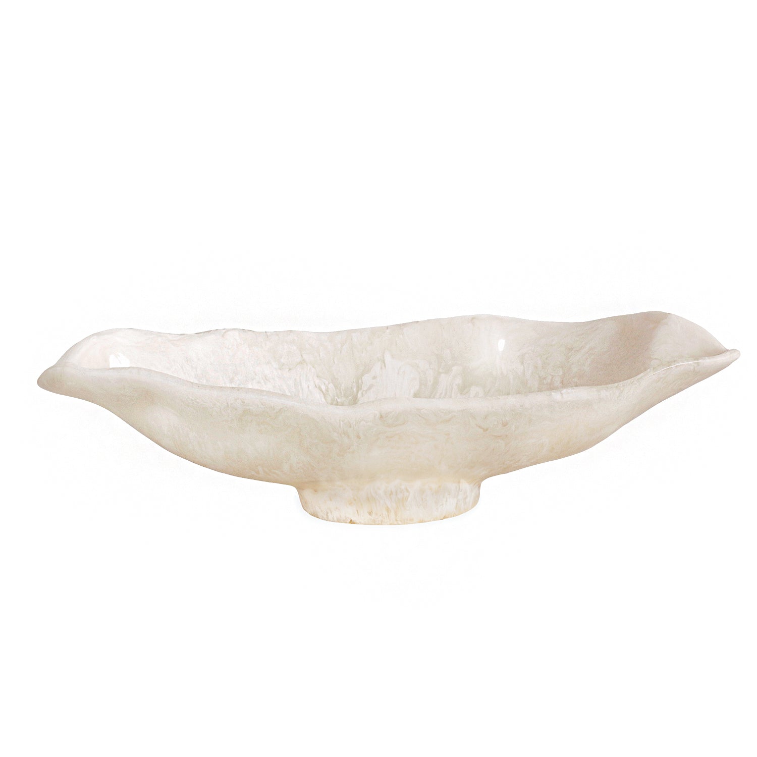 Beatriz Ball Serveware Beatriz Ball RESIN Alabaster Medium Oval Bowl White Swirl