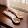 Beatriz Ball Serveware Beatriz Ball RESIN Alabaster Salad Servers White Swirl