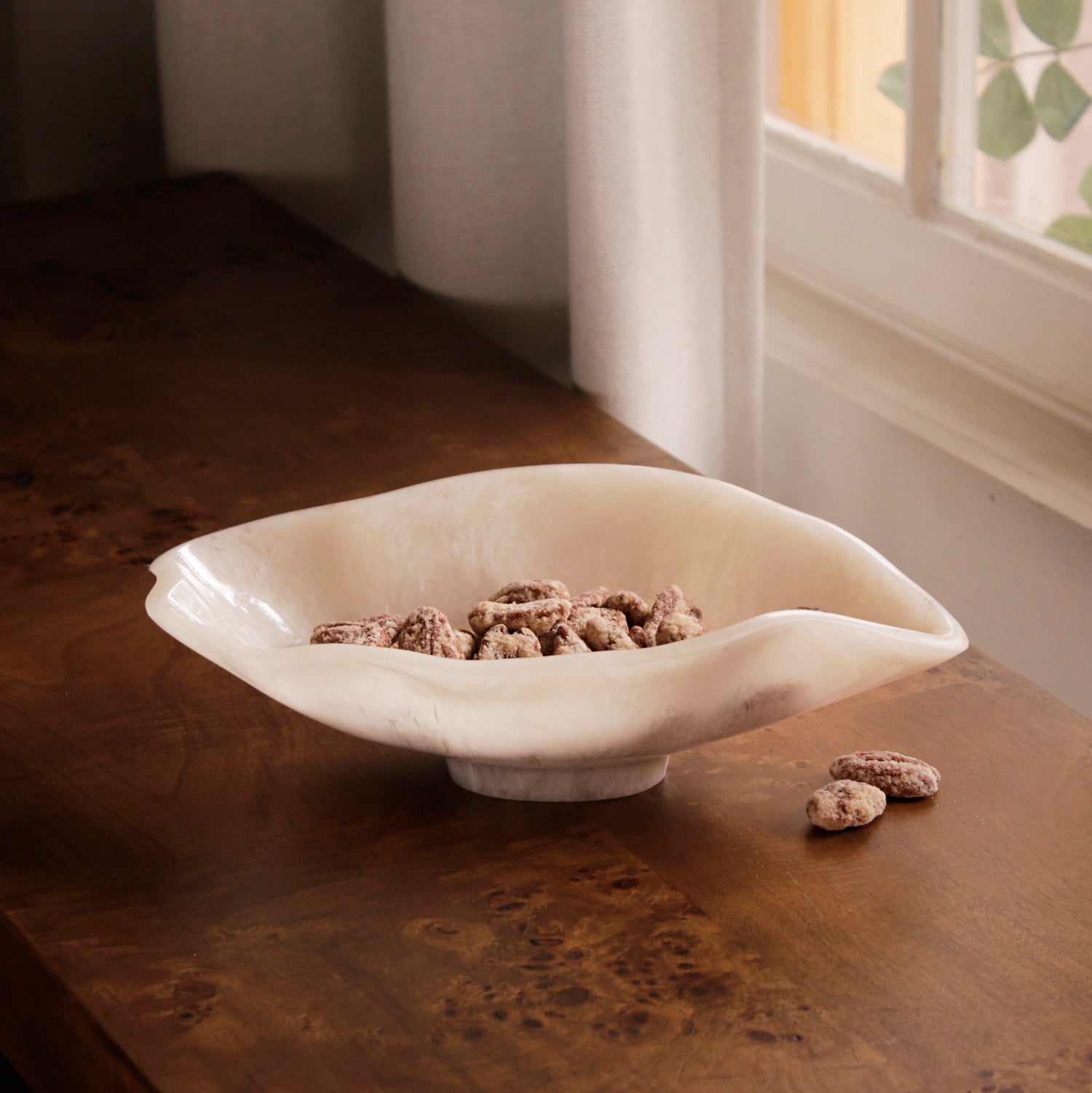 Beatriz Ball Serveware Beatriz Ball RESIN Alabaster Small Oval Bowl White Swirl