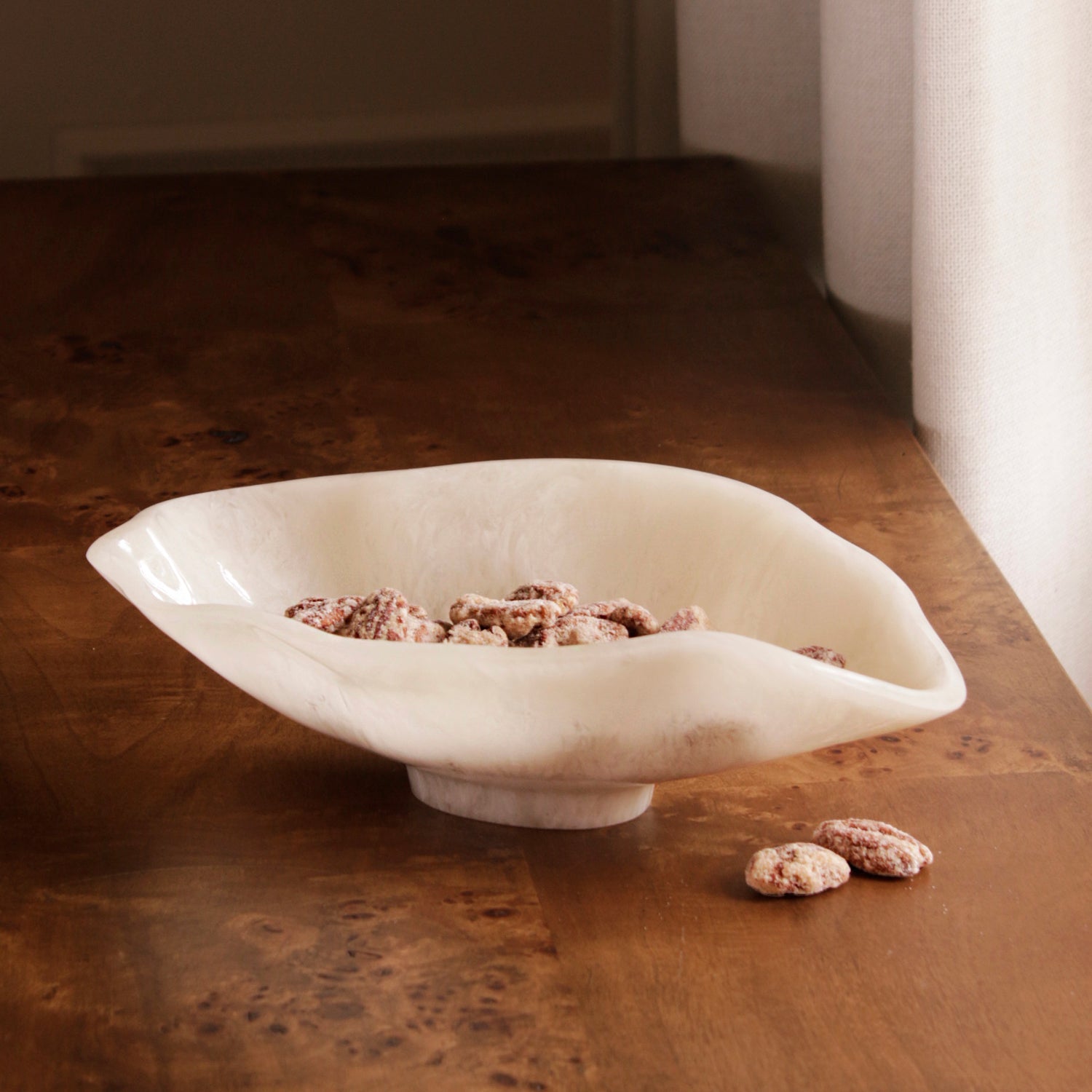 Beatriz Ball Serveware Beatriz Ball RESIN Alabaster Small Oval Bowl White Swirl