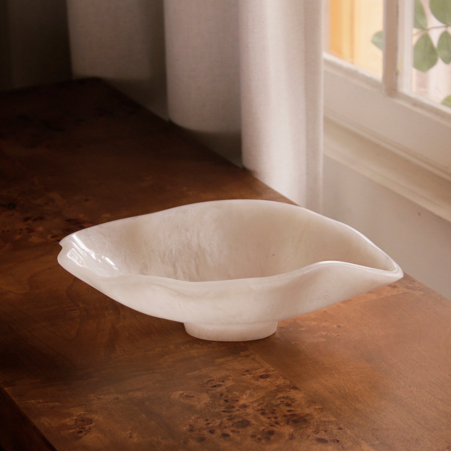 Beatriz Ball Serveware Beatriz Ball RESIN Alabaster Small Oval Bowl White Swirl