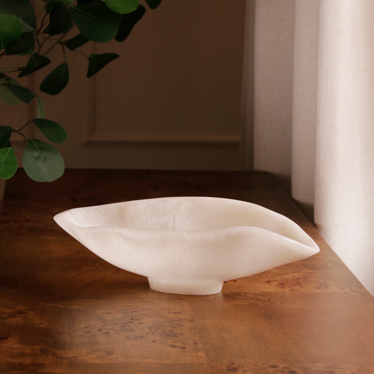 Beatriz Ball Serveware Beatriz Ball RESIN Alabaster Small Oval Bowl White Swirl