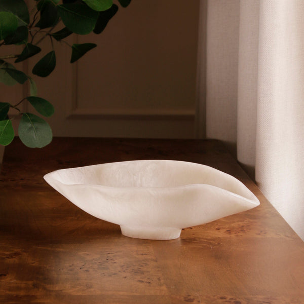Beatriz Ball Serveware Beatriz Ball RESIN Alabaster Small Oval Bowl White Swirl