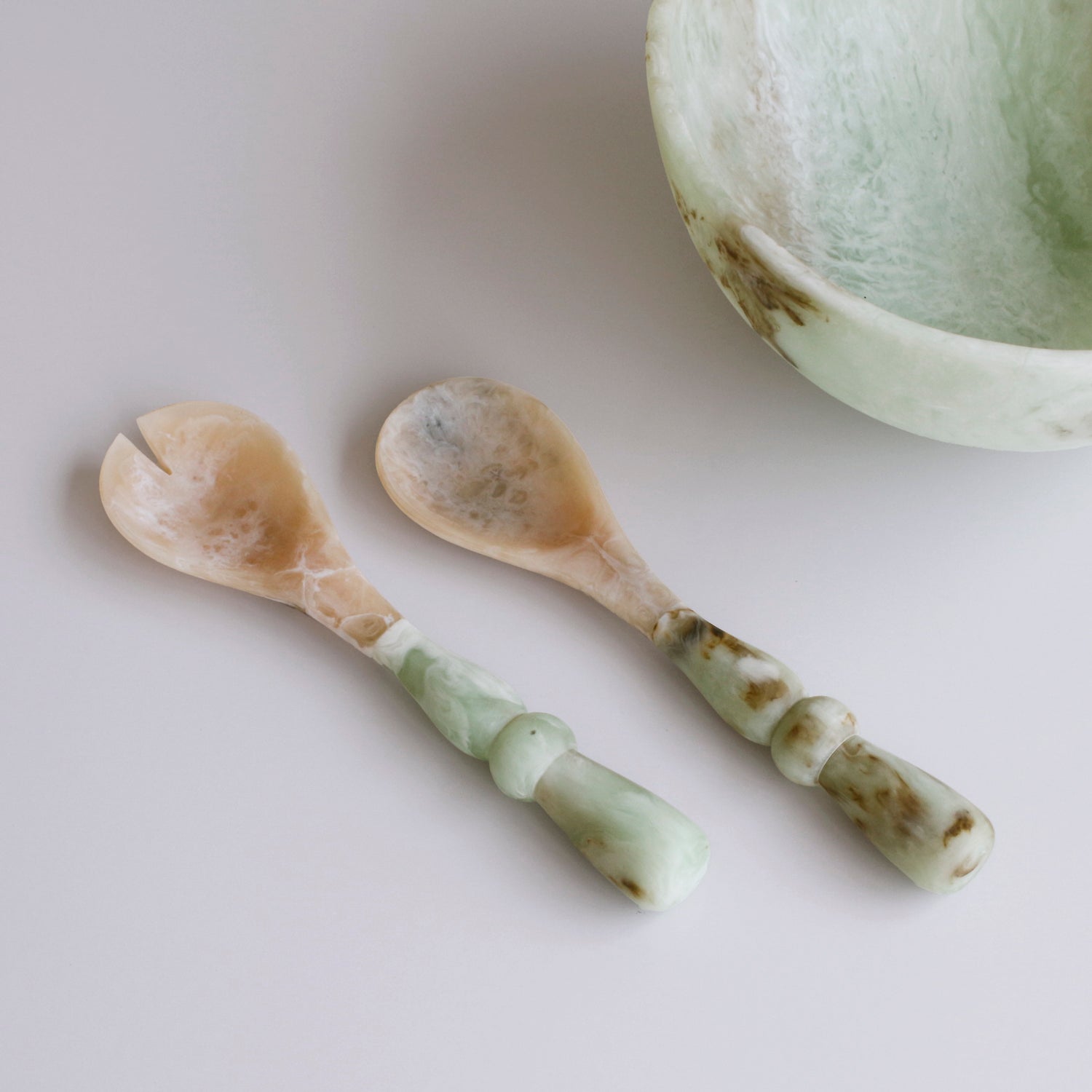 Beatriz Ball Serveware Beatriz Ball RESIN Giada Salad Servers Jade Swirl