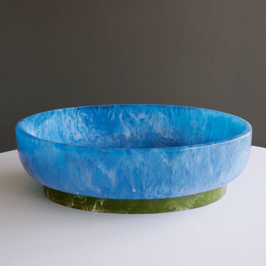 Beatriz Ball Serveware Beatriz Ball RESIN Rio Large Oval Bowl with Base (Blue and Green) - SHIPPING 4-6 WEEKS