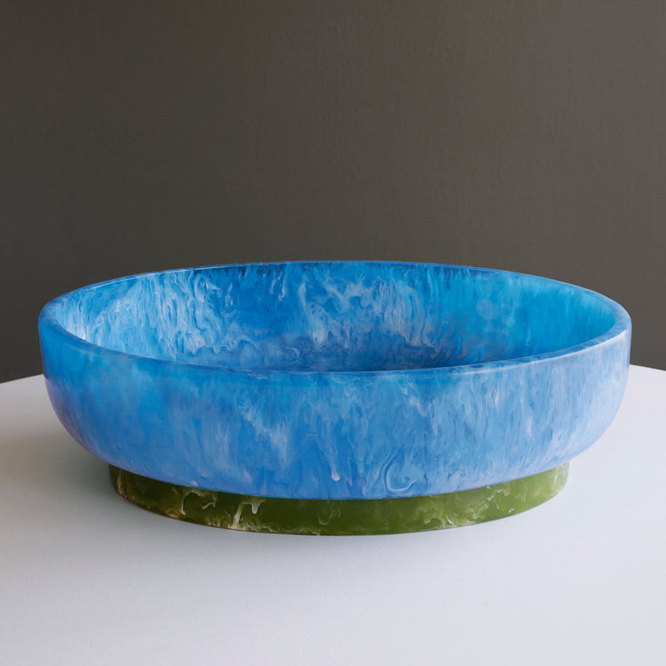 Beatriz Ball Serveware Beatriz Ball RESIN Rio Large Oval Bowl with Base (Blue and Green) - SHIPPING 4-6 WEEKS