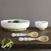 Beatriz Ball Serveware Beatriz Ball RESIN Rio Large Oval Bowl with Base (White and Green) - SHIPPING 4-6 WEEKS