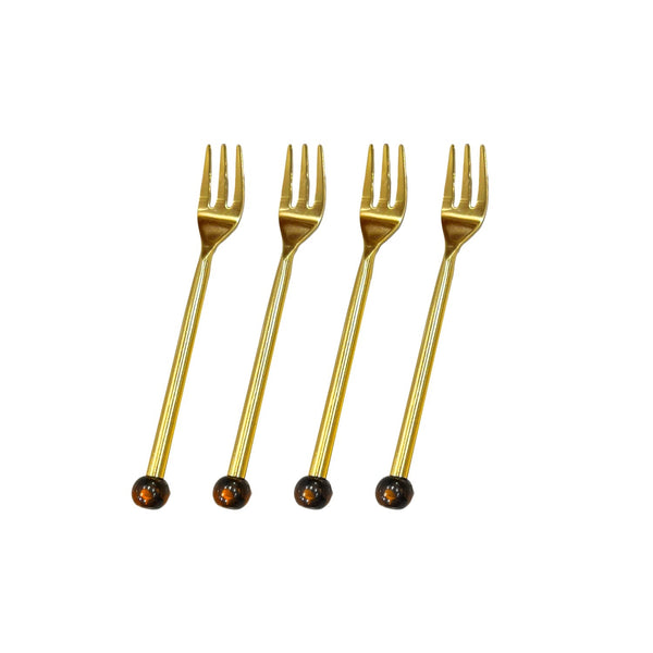Beatriz Ball Giftware Beatriz Ball RESIN Tortoise Shell Appetizer Fork Set of 4 (Gold)